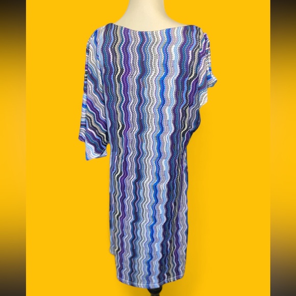 Dot’s Multicolor Asymmetrical Sleeve Dress Sz 1x - Picture 3 of 4